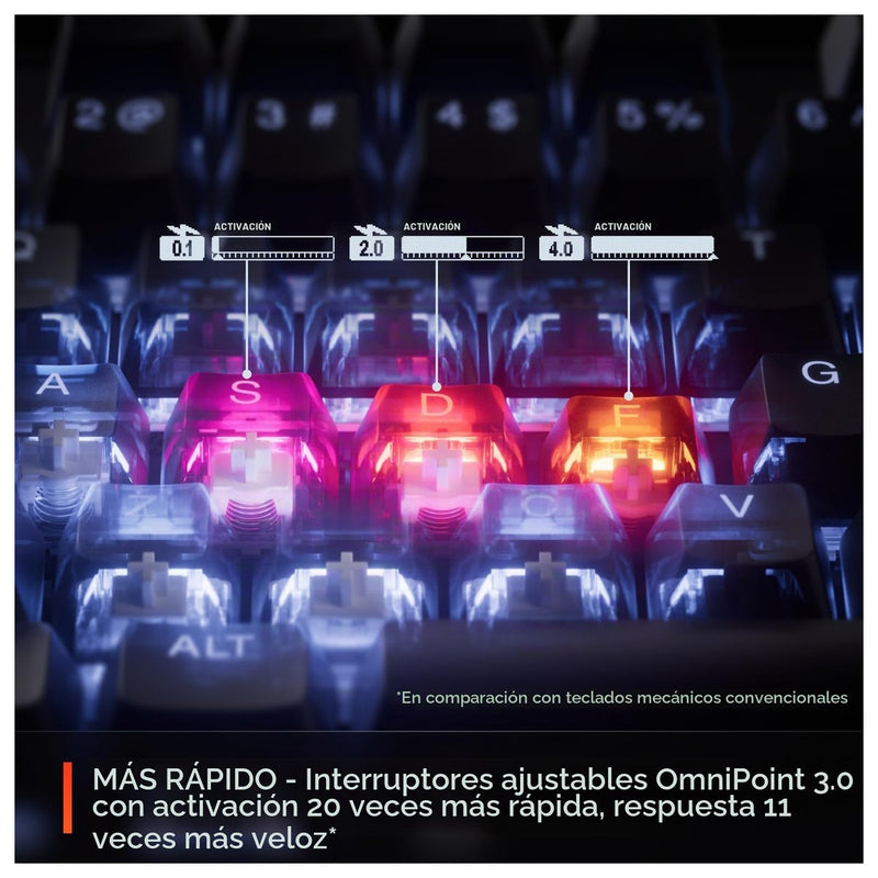Teclado gaming SteelSeries Apex Pro Mini con interruptores ajustables OmniPoint 3.0, rapid trigger y modo de protección