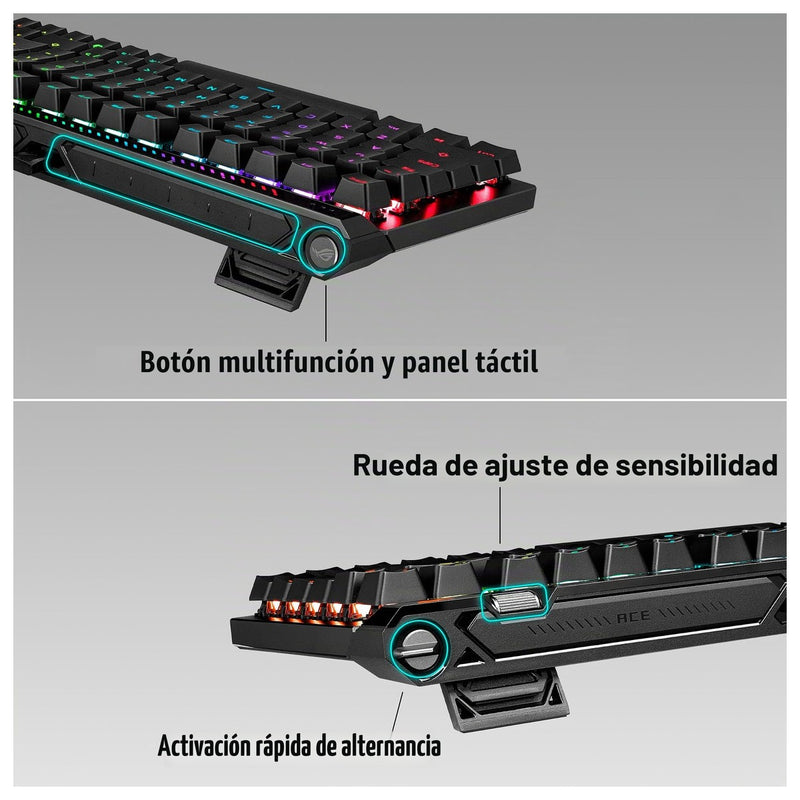 ASUS ROG Falchion Ace 75 HE Teclado para juegos con efecto analógico, interruptor magnético HFX V2 y sondeo de alta frecuencia