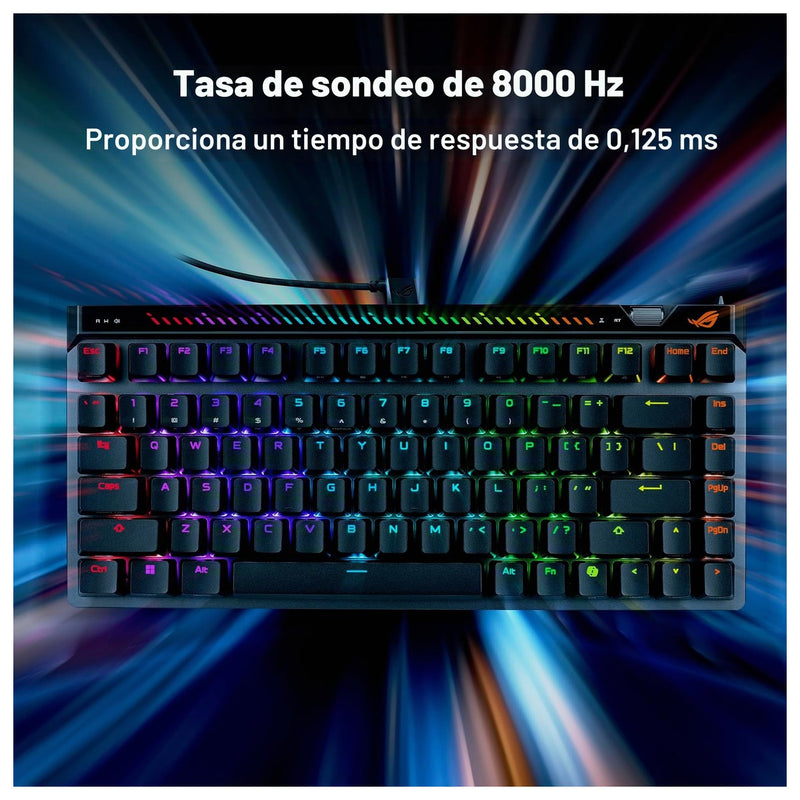 ASUS ROG Falchion Ace 75 HE Teclado para juegos con efecto analógico, interruptor magnético HFX V2 y sondeo de alta frecuencia