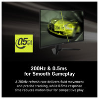 Monitor para juegos MSI MAG 274CF E20 con resolución FHD, 200Hz, 0.5ms, HDR, Adaptive Sync, HDMI y DisplayPort, negro