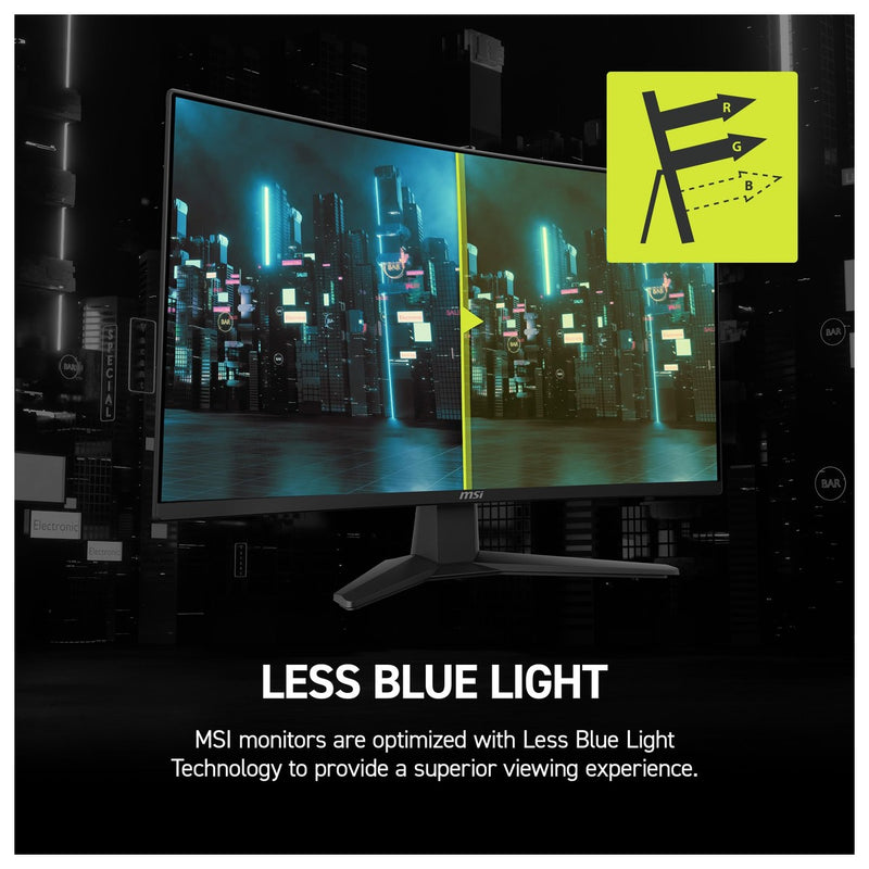 Monitor para juegos MSI MAG 274CF E20 con resolución FHD, 200Hz, 0.5ms, HDR, Adaptive Sync, HDMI y DisplayPort, negro