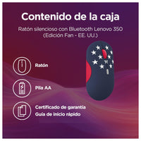 Lenovo Mouse silencioso Bluetooth 350, diseño ergonómico ambidiestro inalámbrico, Bluetooth 5.3, duración de batería 36 meses, reciclado