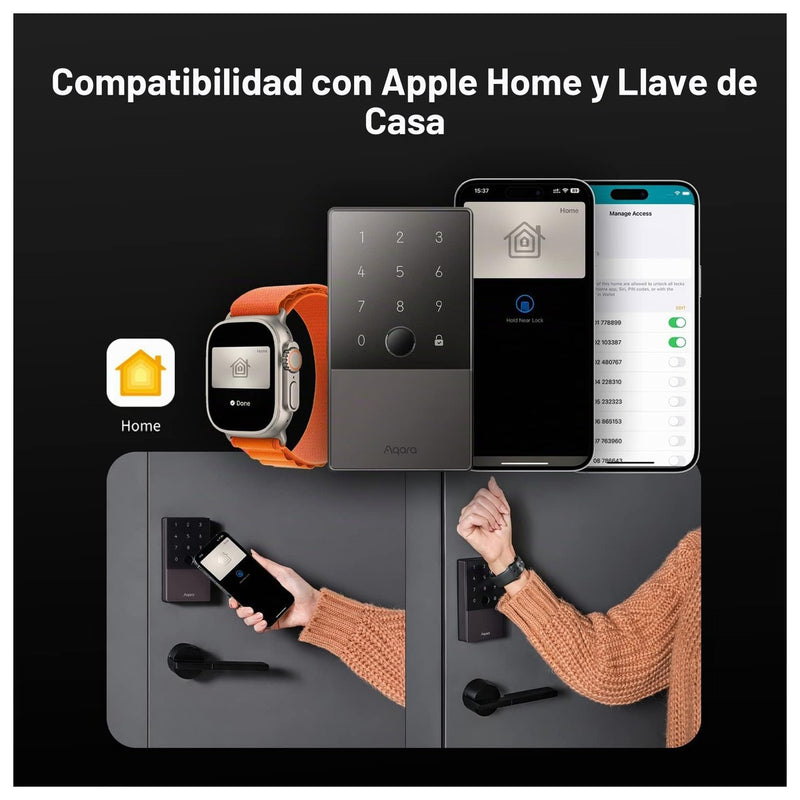 Cerradura inteligente Aqara U100 sin llave, compatible con Apple HomeKit, Alexa, Google e IFTTT, con teclado táctil y Bluetooth
