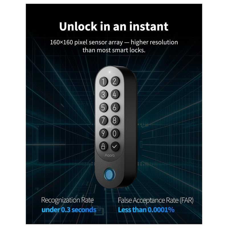 Aqara Smart Lock U200 con teclado, cerradura sin llave por huella digital, compatible Apple Home con batería recargable
