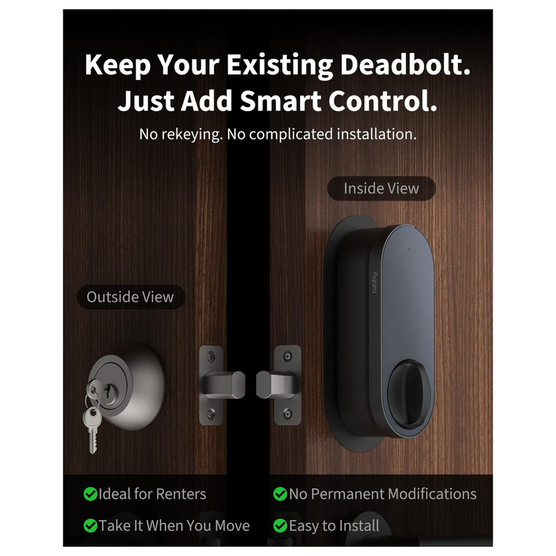 Aqara Smart Lock U200 con teclado, cerradura sin llave por huella digital, compatible Apple Home con batería recargable