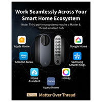 Aqara Smart Lock U200 con teclado, cerradura sin llave por huella digital, compatible Apple Home con batería recargable