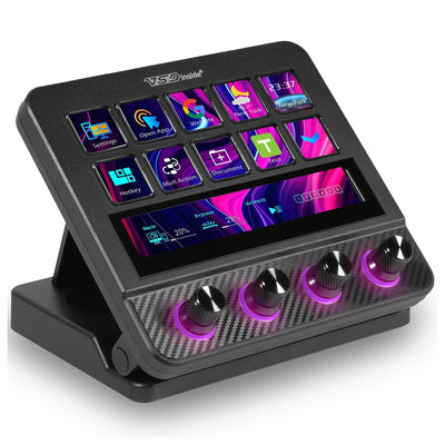 Teclado Macro y Controlador de Deck USB-C con Teclas Programables para Juegos y Streaming, Mezclador de Audio y Más
