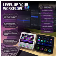 Teclado Macro y Controlador de Deck USB-C con Teclas Programables para Juegos y Streaming, Mezclador de Audio y Más
