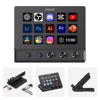 ULANZI D200X Creative Deck - Teclado macro con 14 teclas LCD, 3 perillas de codificador y concentrador 8 en 1 para edición de video