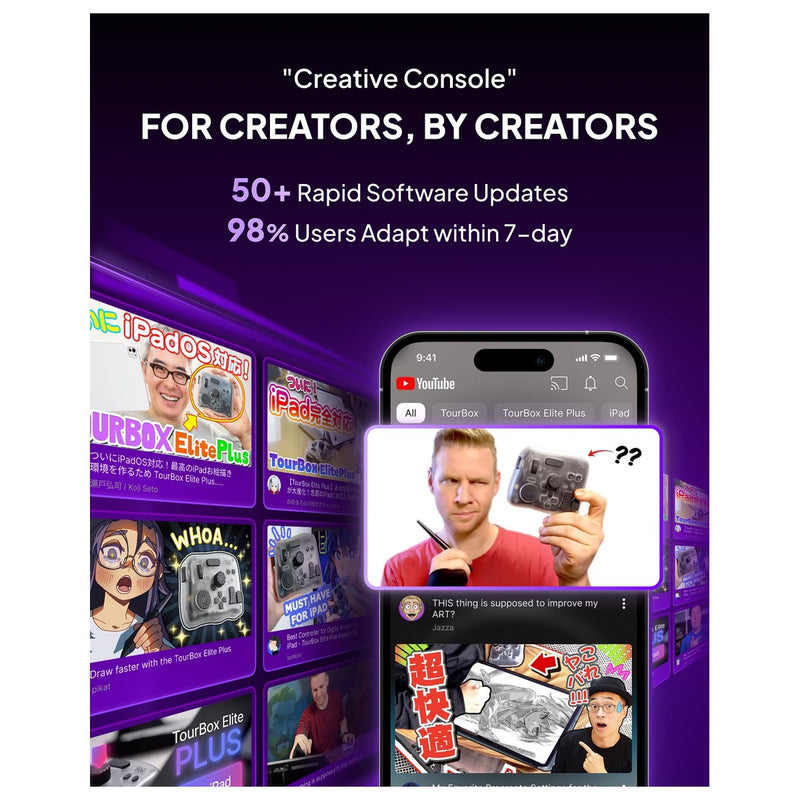 TOUR BOX Elite Plus controlador Bluetooth para dibujo y edición de video con integración para DaVinci Procreate