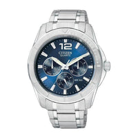 Citizen Reloj de cuarzo para hombre, acero inoxidable clásico, modelo AG8300-52L tono plateado, cronógrafo