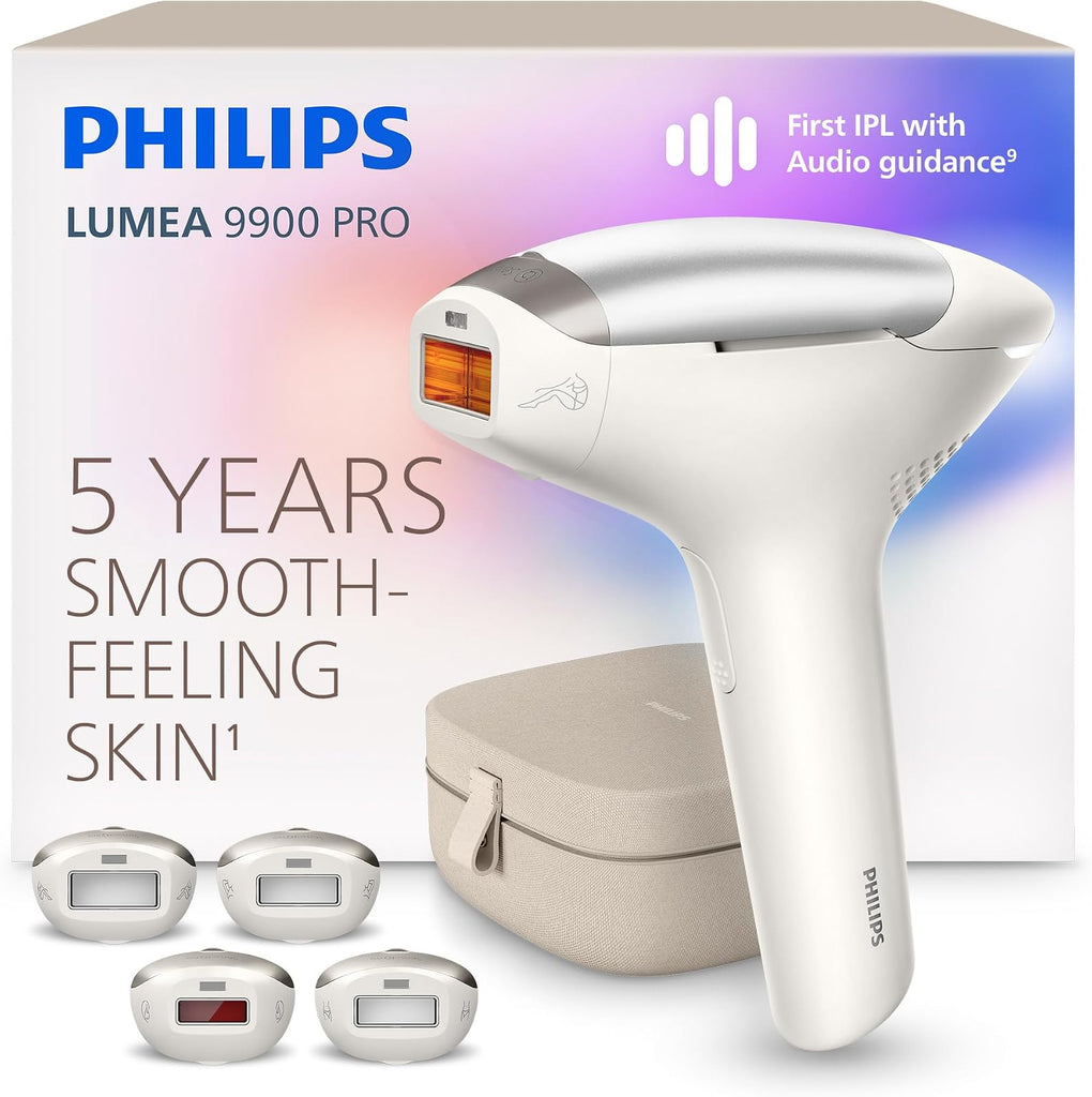 Philips Lumea IPL 9900 Pro - Depiladora IPL SenseIQ con 4 accesorios (BRC344/03)