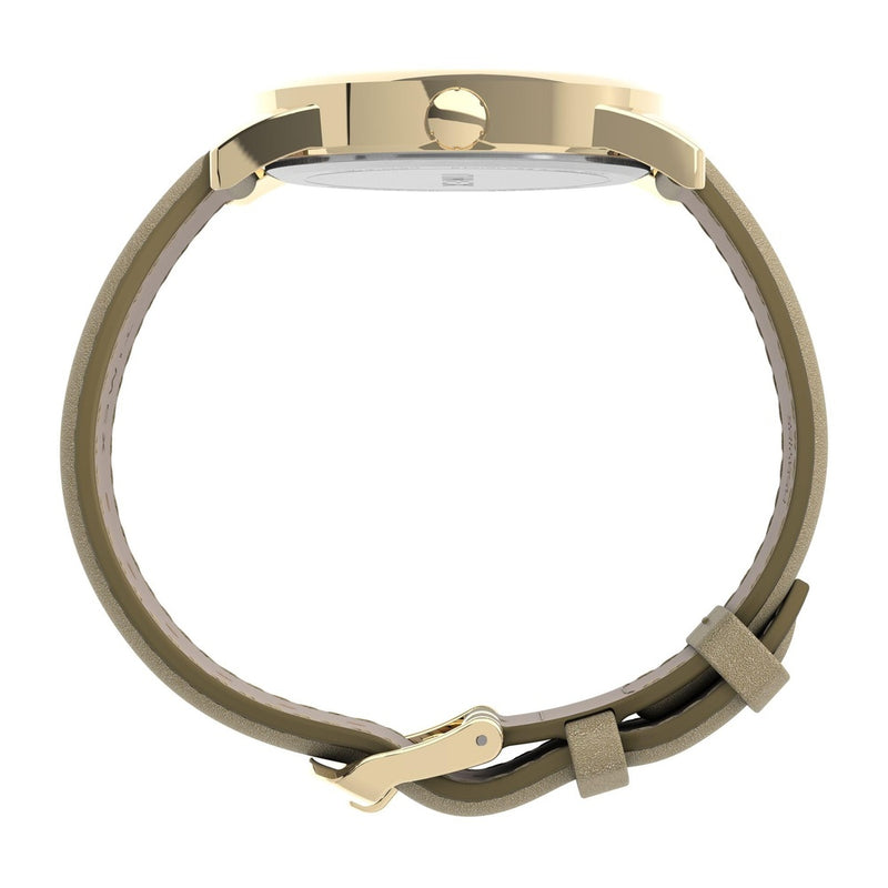 Reloj Timex Easy Reader para mujer con esfera clara, correa de cuero y resistencia al agua hasta 30 m