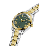 GUESS, reloj pulsera para mujer con borde de moneda, multicolor, resistente al agua y diseño elegante
