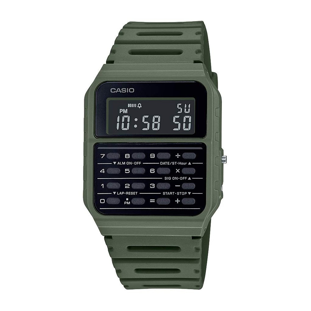 Reloj Casio Vintage con calculadora, caja de resina, cronómetro, hora dual, alarma diaria, calendario automático y batería de 5 años