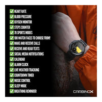 CARBINOX X-Ranger Smart Watch con llamadas, rastreador fitness resistente al agua IP69K, compatible Android e iOS, pantalla AMOLED