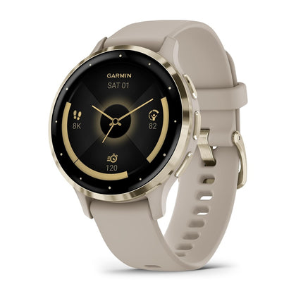 Garmin Venu 3S Smartwatch Dorado Suave Con Bisel De Acero Inoxidable, Pantalla Táctil AMOLED, Correa De Silicona