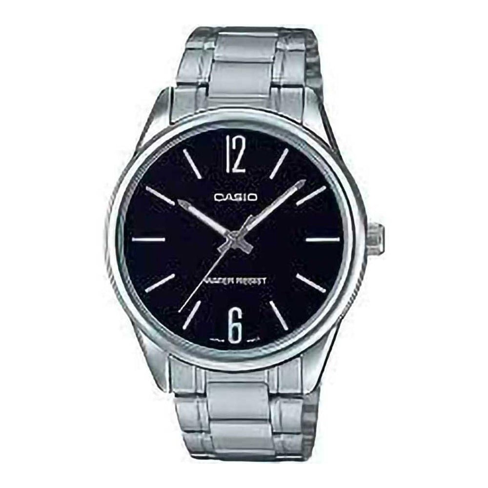 Reloj Casio de acero inoxidable para hombre, modelo MTP-V005D-1B, negro, diseño casual y versátil