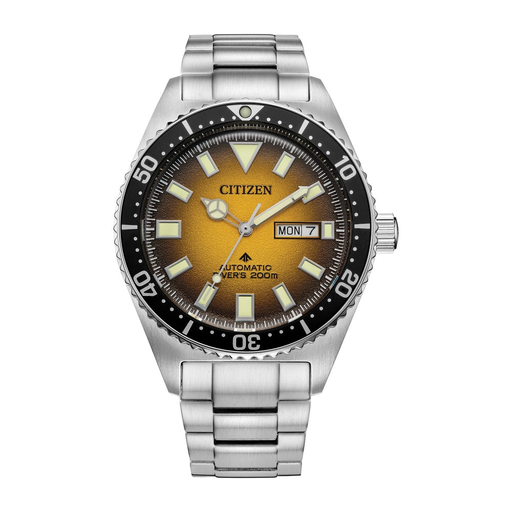 Citizen Reloj Promaster Dive automático de acero inoxidable, resist. al agua, fecha de día, para hombre, moderno amarillo