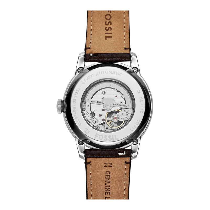 Reloj automático Fossil Townsman para hombre con diseño esqueleto en acero inoxidable y cuero elegante