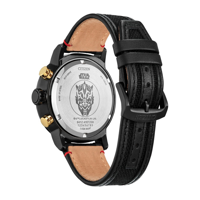 Citizen Eco-Drive Star Wars Darth Maul Mastermind cronógrafo negro con correa de nailon y esfera negra, modelo CA0766-02W