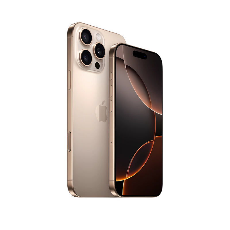 iPhone 16 Pro Desert Titanium - Vista frontal y trasera