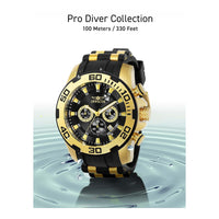 Reloj Invicta Pro Diver cronógrafo de cuarzo negro con pantalla analógica, diseño intrincado y subdiales precisos para hombre