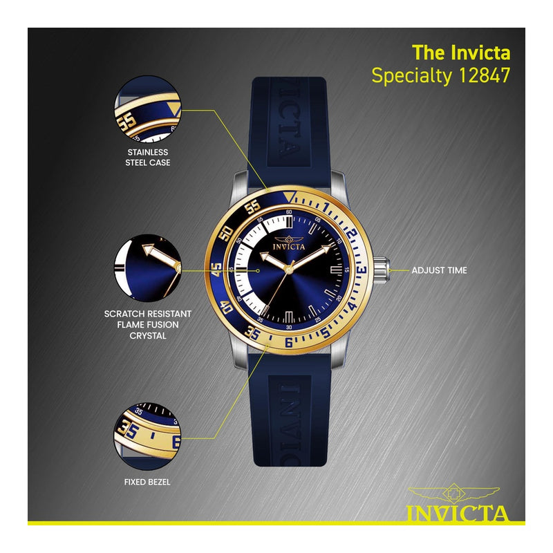 Reloj especial de acero inoxidable Invicta 12847 con banda azul para hombre