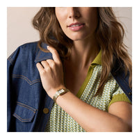 Fossil Raquel Reloj para mujer de cuarzo y acero inoxidable en color dorado con 3 manecillas y calendario