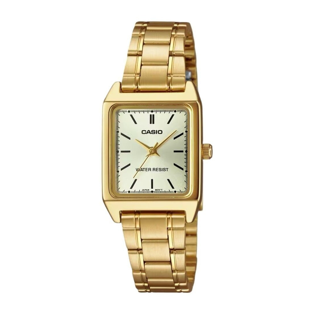 Reloj de Mujer Casio modelo LTP-V007G-9E en color dorado con batería CR2032 incluida, diseño elegante y moderno