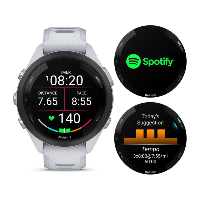 Garmin Forerunner 265S Music GPS Smartwatch Pantalla AMOLED Auriculares 42mm Blanco Piedra