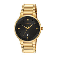 Reloj de cuarzo para hombre, acero inoxidable y clásico tono dorado de Citizen, modelo BI5012-53E