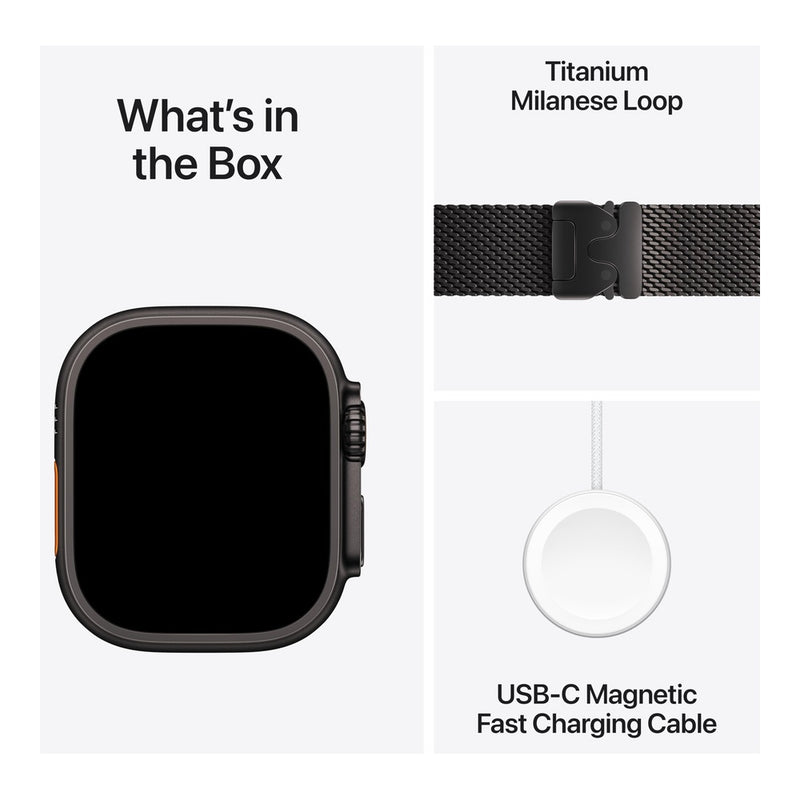 Apple Watch Ultra 3 [GPS + Cellular 49mm] Running & Multisport Smartwatch w/Rugged Titanium Case w/Black Titanium Milanese Loop - L. Satellite Communications, Advanced Health & Fitness Tracking