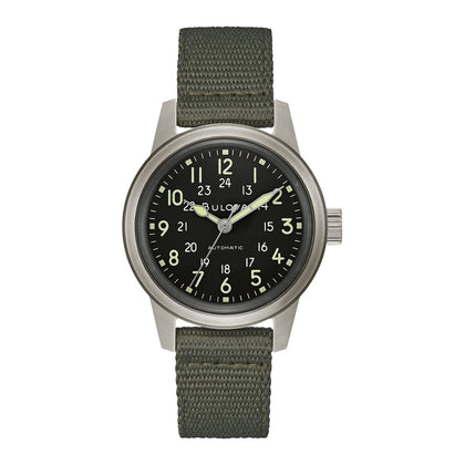 Bulova Militar Heritage Hack Veteran's Watchmaking Initiative, reloj automático de 3 manecillas con correa de cuero negro