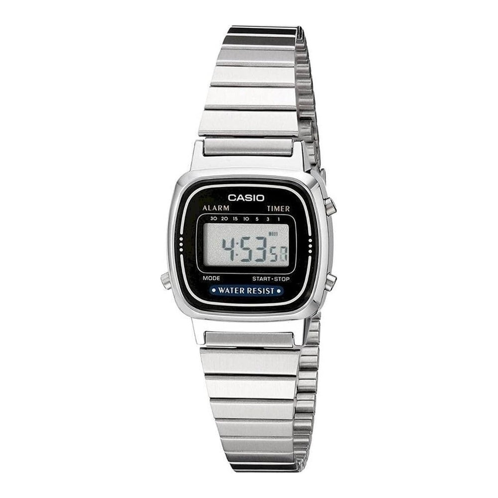 Reloj digital Casio LA670WA para mujer, diseño retro con cronómetro, temporizador, calendario y resistencia al agua