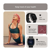 Fitbit Versa 4 Fitness - Reloj Inteligente con Preparación Diaria, GPS, Frecuencia Cardíaca 24/7 y Más, Negro/Grafito, Talla Única