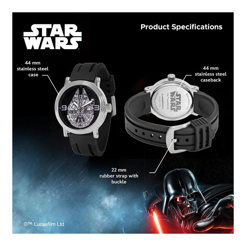 Reloj de cuarzo analógico Star Wars para adultos, diseño vintage con carcasa de acero inoxidable y resistencia al agua