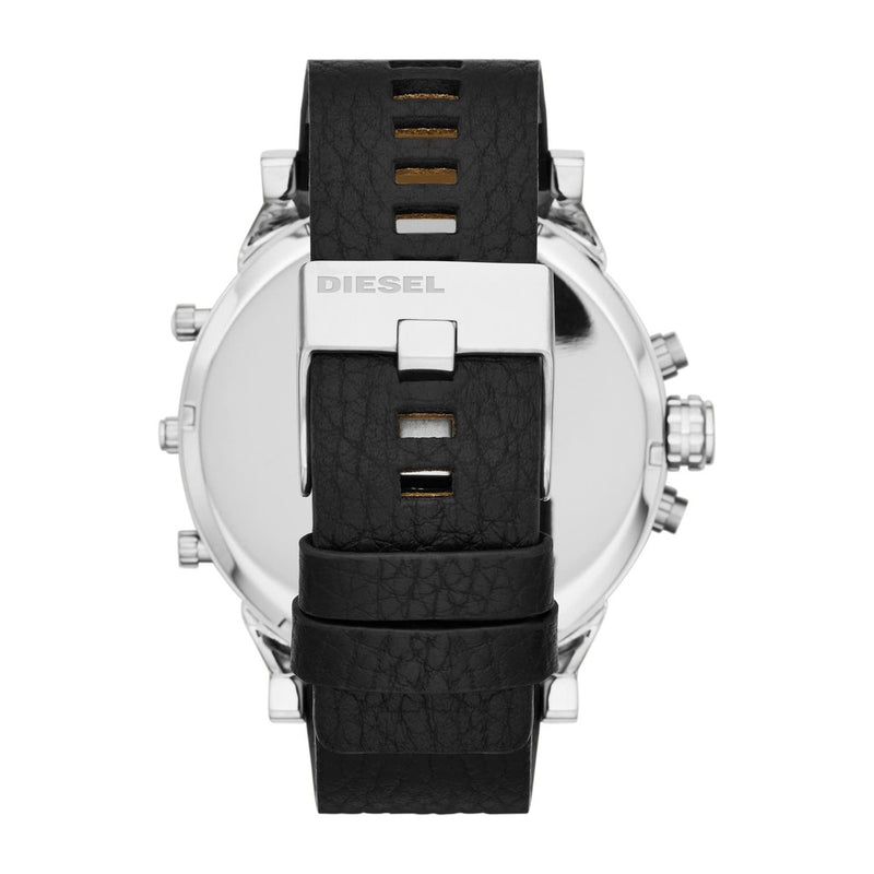 Diesel Reloj Mr. Daddy 2.0, cronógrafo de cuarzo y acero inoxidable, diseño militar, negro y plateado