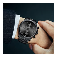 Reloj cronógrafo para hombre GOLDEN HOUR, acero inoxidable, resistente al agua, movimiento de cuarzo y fecha automática