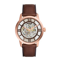 Reloj Fossil Townsman Automático de acero inoxidable y cuero, estilo esqueleto, resistente al agua hasta 50 metros