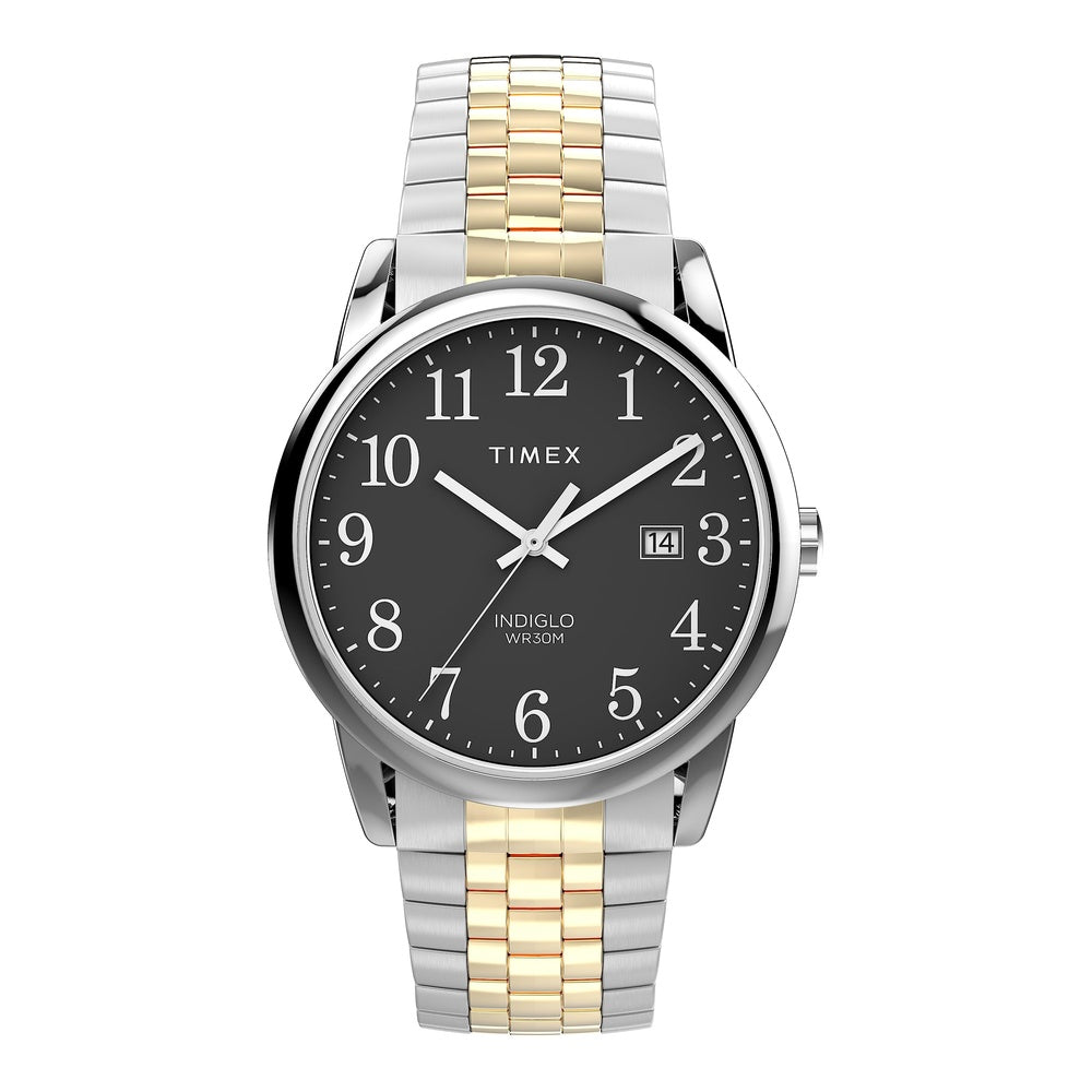 Reloj Easy Reader para hombre de Timex, diseño elegante con resistencia al agua y banda de acero inoxidable