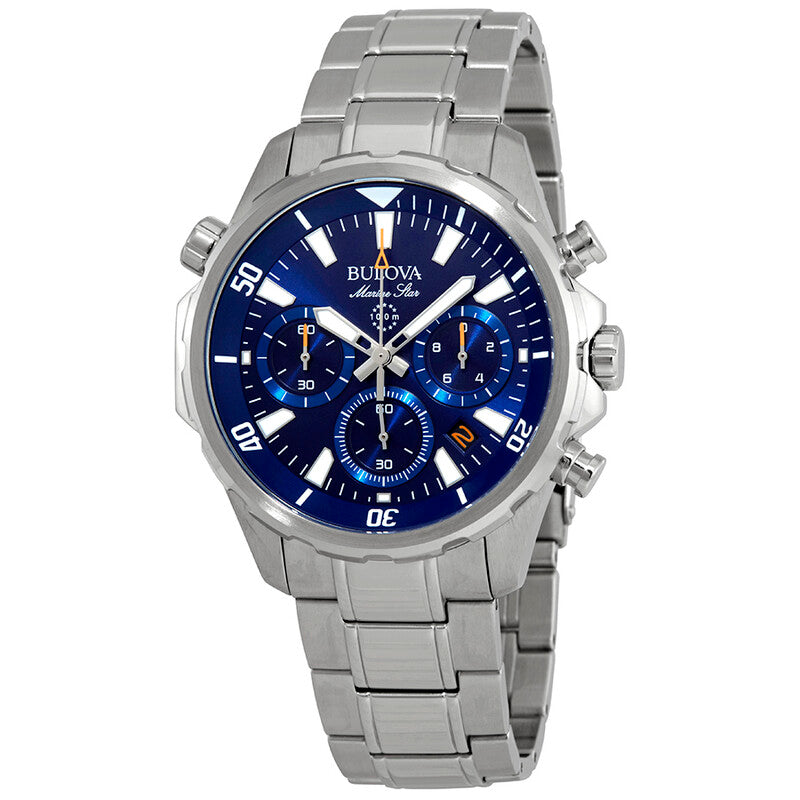 Bulova Marine Star Blue Dial Men's 96B256 Quartz Watch 43mm New Stainless Steel