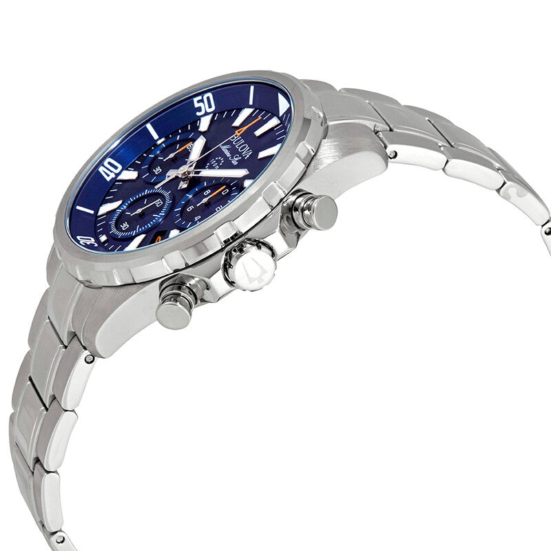 Bulova Marine Star Blue Dial Men's 96B256 Quartz Watch 43mm New Stainless Steel
