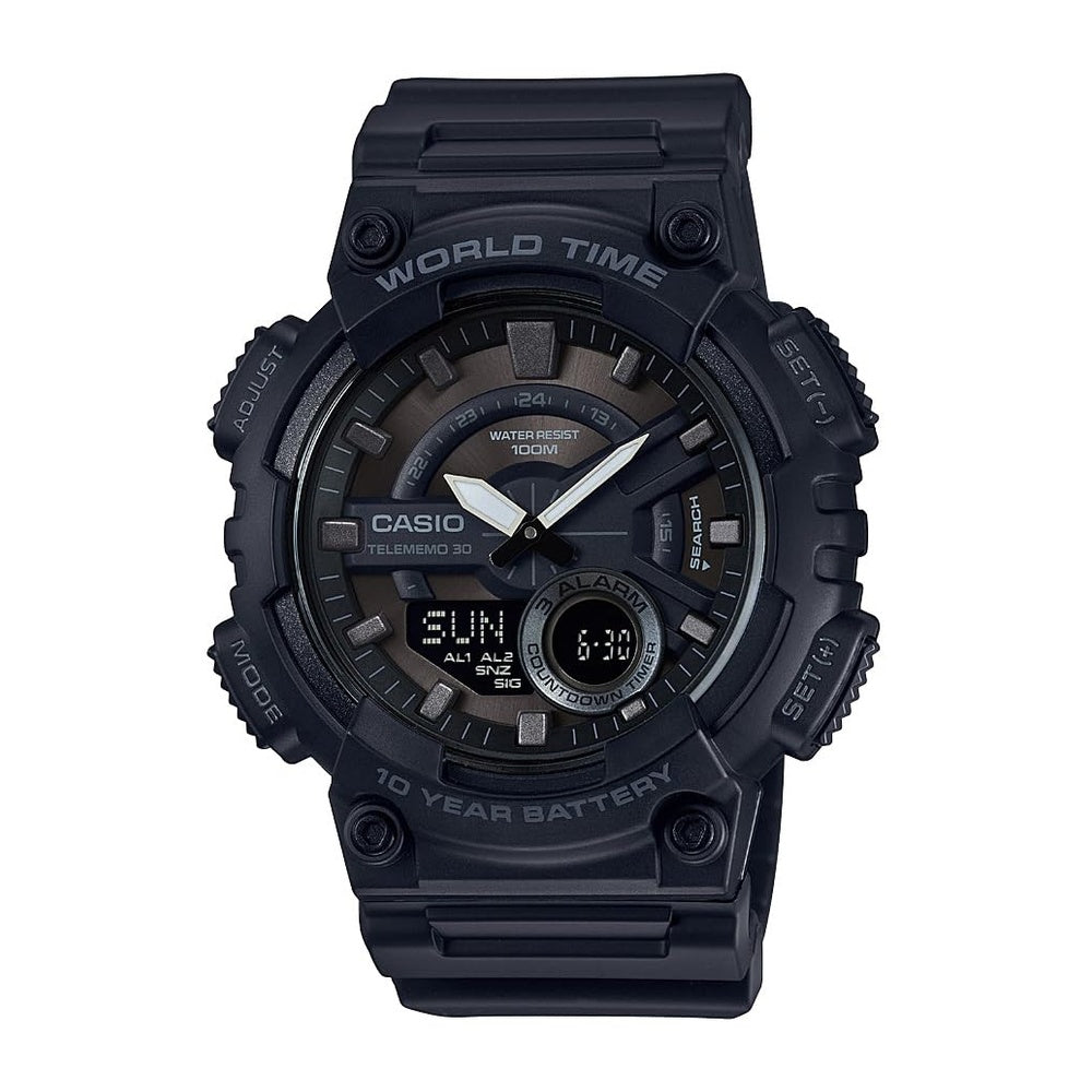 Reloj Casio AEQ110BW para Hombre, Analógico-Digital, Resistente al Agua, Alarma, Cronómetro y Temporizador