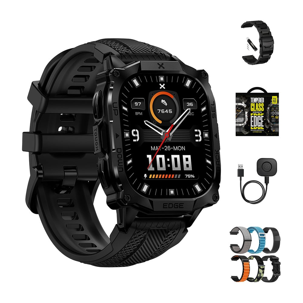 CARBINOX Smartwatch resistente con pantalla AMOLED, acero inoxidable, IP69K/5ATM, GNSS dual, batería 500mAh, Bluetooth