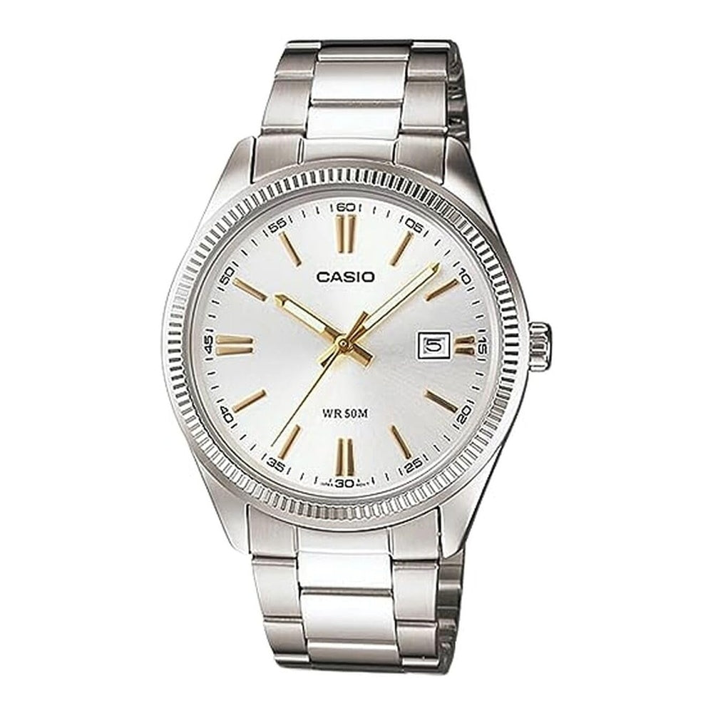 Reloj Casio para hombre MTP-1302D-7A2VDF, analógico con caja y correa de acero inoxidable, resistente al agua