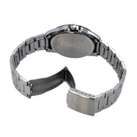 Casio MTP-V005D-1B4 Reloj analógico de acero inoxidable para hombre con números de esfera negra, movimiento de cuarzo