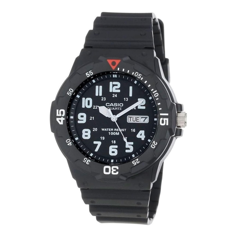 Reloj analógico unisex Casio MRW200H con caja de acero inoxidable, correa de resina, pantalla de fecha y batería de 3 años