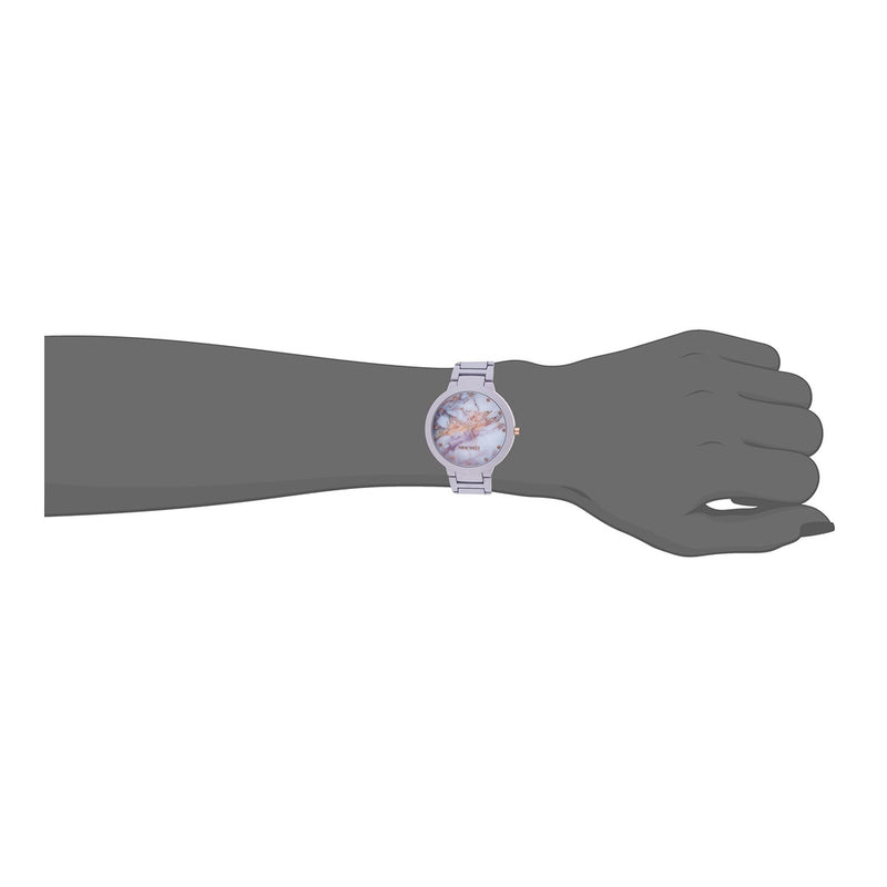 Nine West Reloj de Pulsera Analógico para Mujer, Diseño en Oro Rosa y Banda de Goma Lavanda