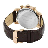 Tommy Hilfiger 1791399, reloj deportivo analógico con movimiento de cuarzo, esfera azul y correa marrón para hombre
